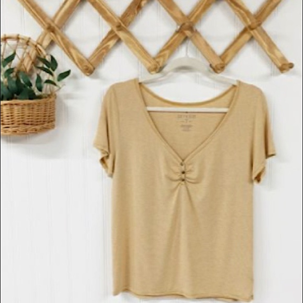 American Eagle Striped Yellow Soft & Sexy Tee